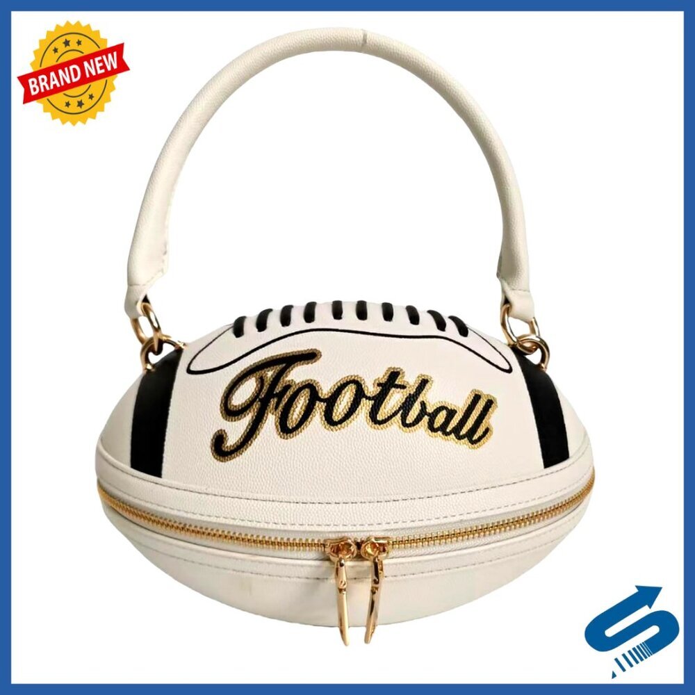 Football Shaped Shoulder Bag PU Leather Crossbody Satchel Novelty Purse